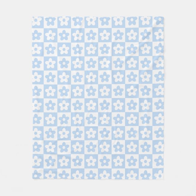 Pastellblau Retro Prüfmuster für die Blume Fleecedecke (Vorderseite)