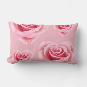 Pastellblau/rosa Rosenwirbel Kissen