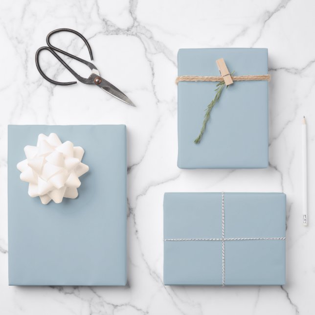Pastellblau, solide Farbe | Classic | elegant Geschenkpapier Set (Vorderseite)