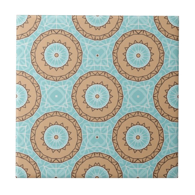 Pastellblau und Camel Brown marokkanisches Mosaikm Fliese (Vorderseite)