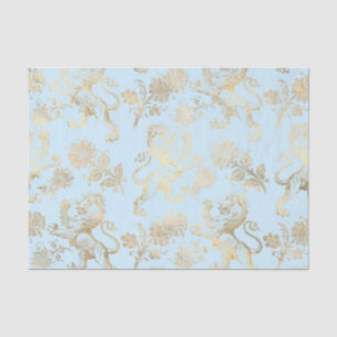 Pastellblau und Gold Vintage-Heraldik Seidenpapier
