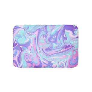 Pastellblau und Lila Marmor Flüssige Textur Badematte