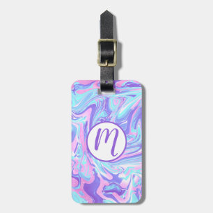 Pastellblau und Lila Marmor Flüssige Textur Gepäckanhänger