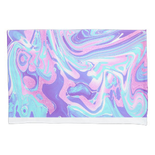 Pastellblau und Lila Marmor Flüssige Textur Kissenbezug