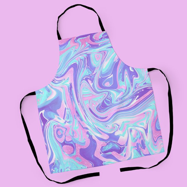Pastellblau und Lila Marmor Flüssige Textur Schürze (Pastel Blue & Purple Marble Apron)
