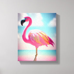Pastellblau und rosa Flamingo-Kunsttipps Leinwanddruck