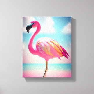 Pastellblau und rosa Flamingo-Kunsttipps Leinwanddruck