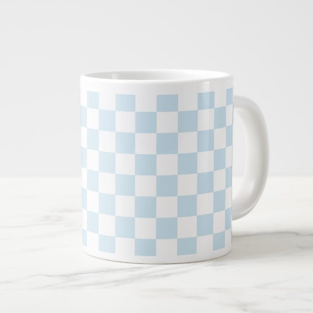 Pastellblau und Weiß Jumbo-Tasse (Vorderseite Rechts)