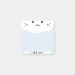 Pastellblau und weiß Süße Katze Post-it Klebezettel