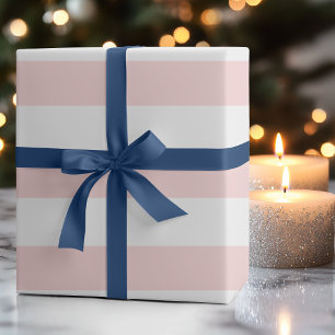Pastellblau und weiße, breite Streifen Geschenkpapier
