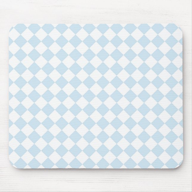 Pastellblau und Weißer Diamant Prüfmuster Mousepad (Vorne)