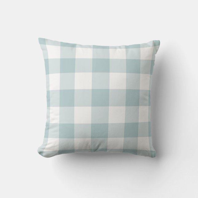 Pastellblau und weißes Gingham-Muster geprüft Kissen (Vorderseite)