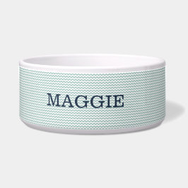 Pastellblau Zickzack Große Hundeschale Napf