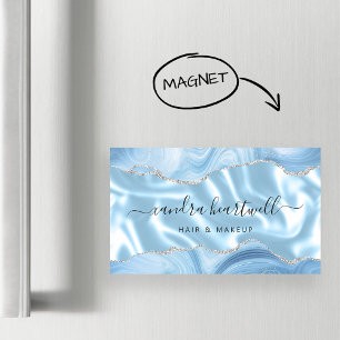 Pastellblaue Achat-Gold-Glitter-Luxus Magnetische Visitenkarte