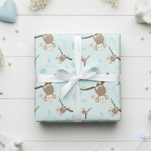 Pastellblaue Affe Valentinstag-Geschenkpapier Geschenkpapier