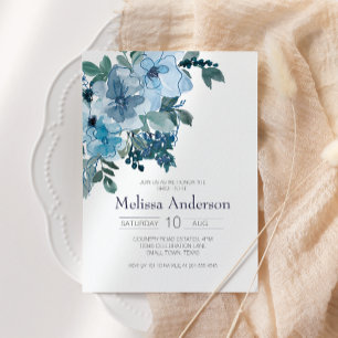 Pastellblaue Aquarell-Rosen Florale Brautparty