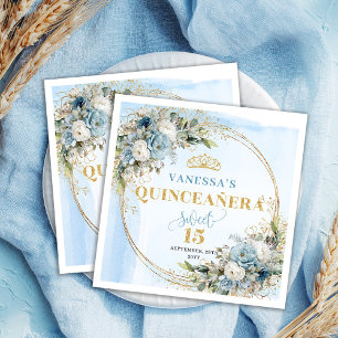 Pastellblaue Blumen-Eukalyptus-Partyserviette zum  Serviette