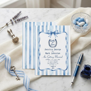 Pastellblaue Coquette-Bandstreifen-Westliche Hochz Einladung
