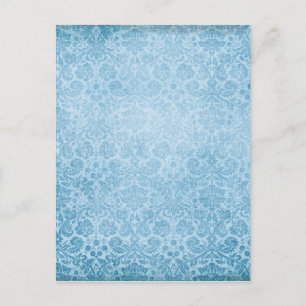 Pastellblaue Damaste mit verblasstem Muster Postkarte