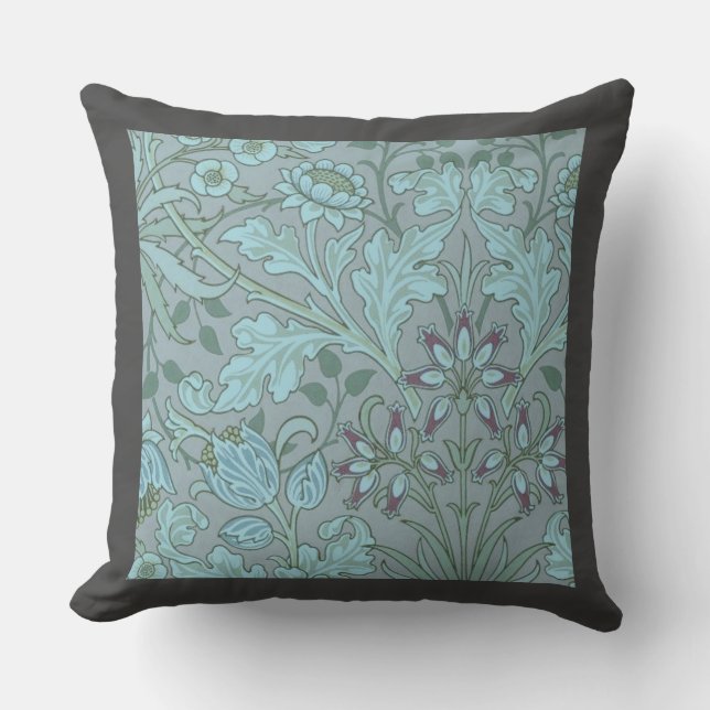 Pastellblaue Dekorative Blumen  Kissen (Vorderseite)