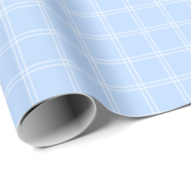 Pastellblaue Fensterpaneel-Karierung Geschenkpapier (Rolleneckpunkt)