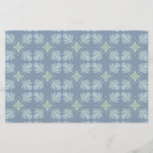 Pastellblaue florale abstrakte Wiederholung Briefpapier