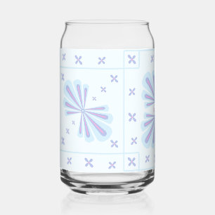 Pastellblaue geometrische Blumenwiederholung Dosenglas