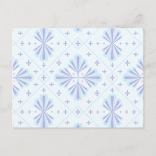Pastellblaue geometrische Blumenwiederholung Feiertagspostkarte