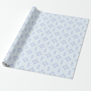 Pastellblaue geometrische Blumenwiederholung Geschenkpapier