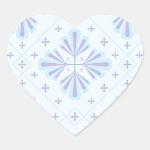 Pastellblaue geometrische Blumenwiederholung  Herz-Aufkleber