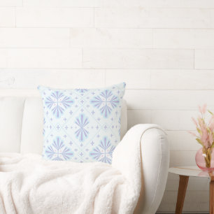 Pastellblaue geometrische Blumenwiederholung Kissen