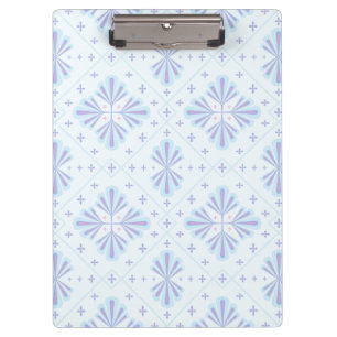 Pastellblaue geometrische Blumenwiederholung  Klemmbrett