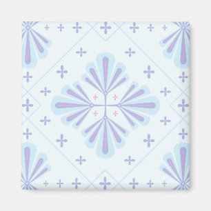 Pastellblaue geometrische Blumenwiederholung Magnet