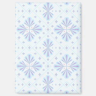 Pastellblaue geometrische Blumenwiederholung Magnet