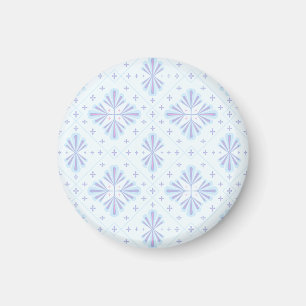 Pastellblaue geometrische Blumenwiederholung Magnet
