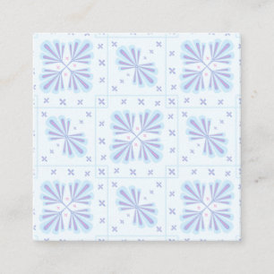 Pastellblaue geometrische Blumenwiederholung Rabattkarte