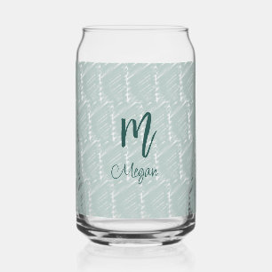 pastellblaue graue Wasserfarbe-Monogramm-Name Boho Dosenglas