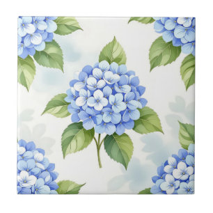 Pastellblaue Hortensien-Blumenstrauß-Muster Fliese