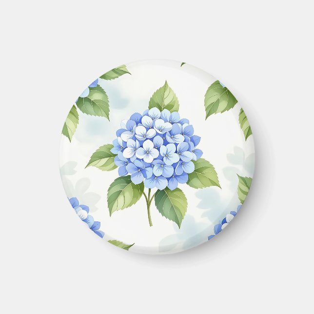 Pastellblaue Hortensien-Blumenstrauß-Muster Magnet (Vorne)