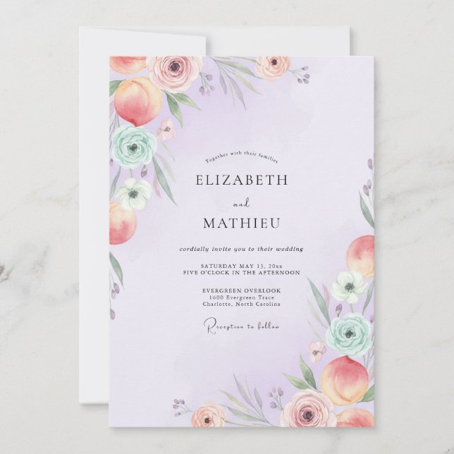Pastellblaue Immergrün-Hochzeit Einladung (Vorderseite)