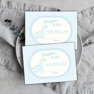 Pastellblaue Jungen-Dinosaurier-Windel-Raffle-Baby Begleitkarte