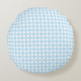 Pastellblaue Karos Rundes Kissen
