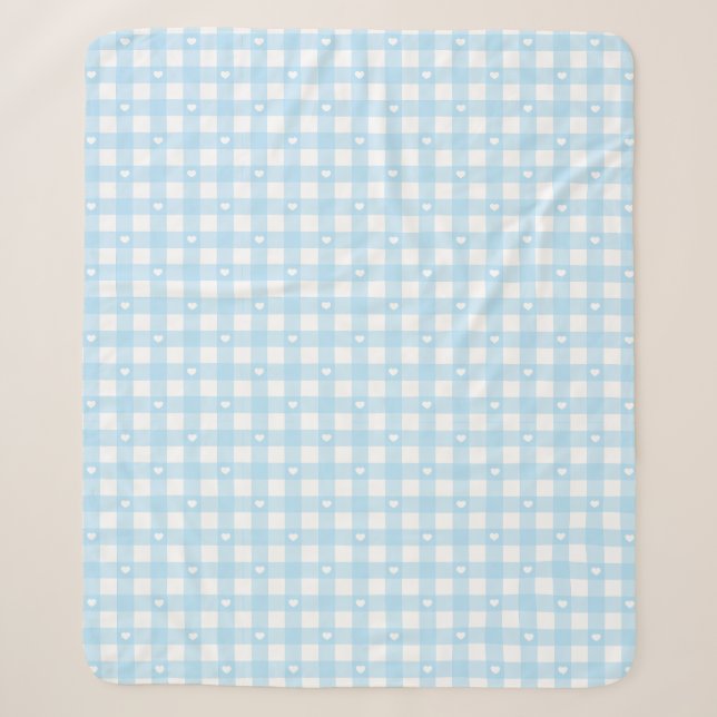Pastellblaue Karos Sherpadecke (Vorderseite)