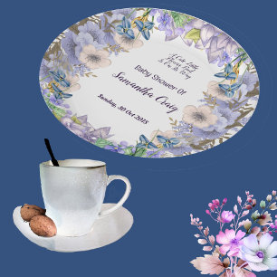 Pastellblaue kleine Blütenknospen-Blumen-Babyshowe Pappteller