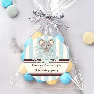 Pastellblaue Koala-Baby-Jungen-Party / Kindergebur Runder Aufkleber
