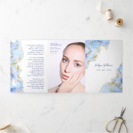 Pastellblaue Marmordesign-Trifold-Broschüre Dreifach Gefaltete Karte