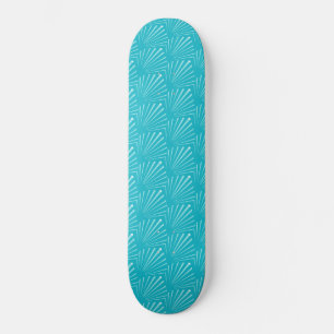 Pastellblaue Muschel-Silhouette-Diagonal-Linien-Ku Skateboard