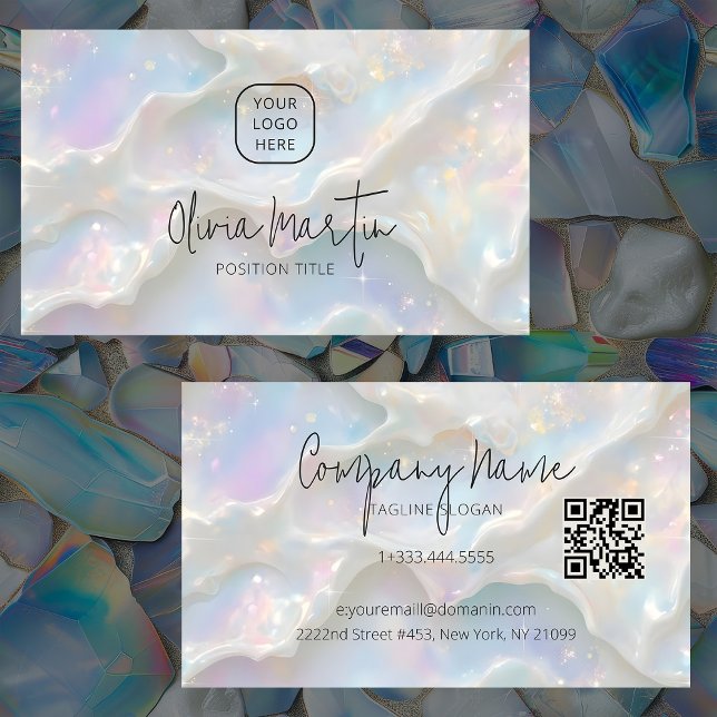 Pastellblaue Opal-Ästhetik-Hintergrund Visitenkarte (Von Creator hochgeladen)
