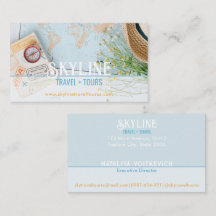Pastellblaue Reisebüro-Visitenkarte