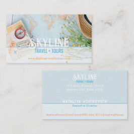 Pastellblaue Reisebüro-Visitenkarte Visitenkarte
